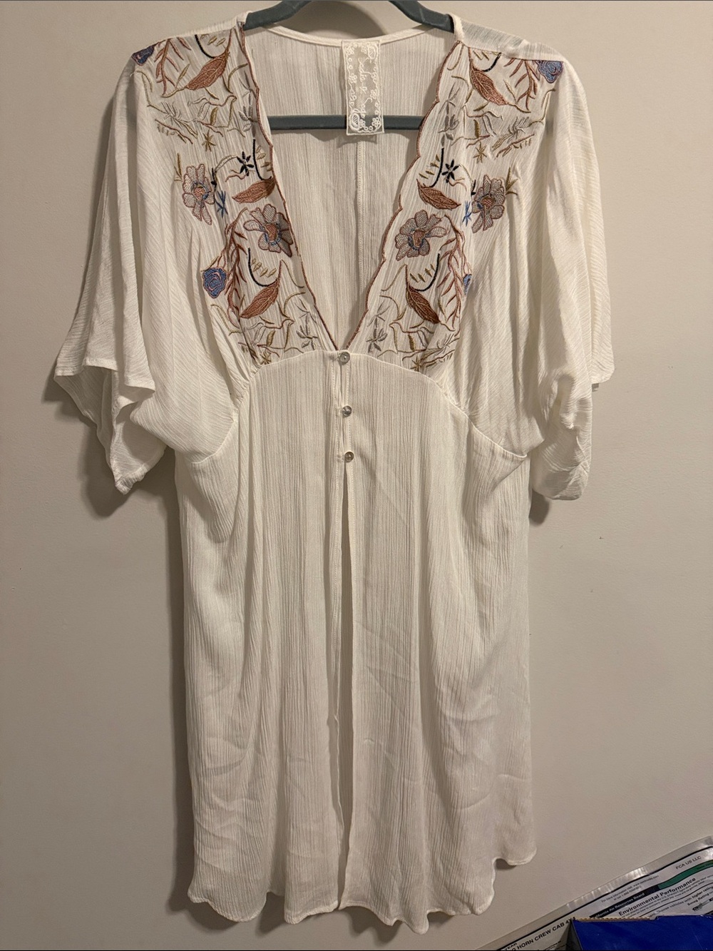Sadie & Sage Light Gray Button-Down Shirt with Sage Trim